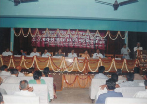 Maharishi Tilak Raj and others on dais in a seminar on Astrology held in Meerut on April 7, 2002